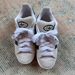 Adidas Campus Suede Sneakers Cream w/ Black Stripes | Women’s 7.5